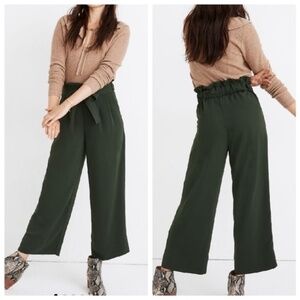 Madewell Tie-Waist Huston Pull-On Crop Pants Green  Business Casual XL